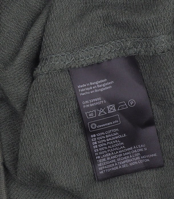 H&M Men's Green Pullover Hoodie S Cotton