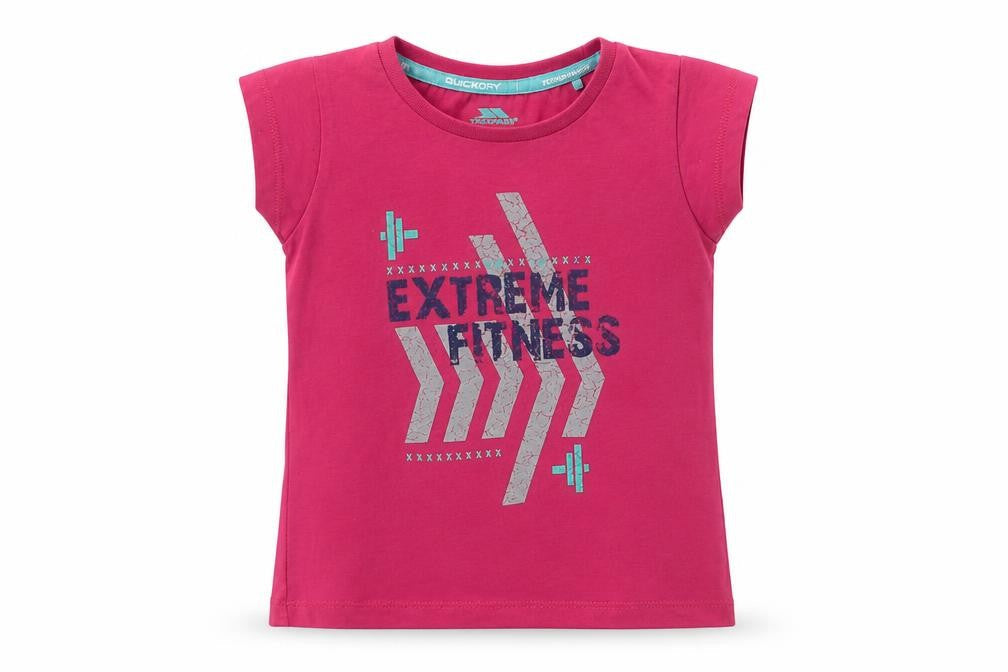 Front view of Trespass Pink girls’ fitness t-shirt 3-4 years - sleeveless quick dry