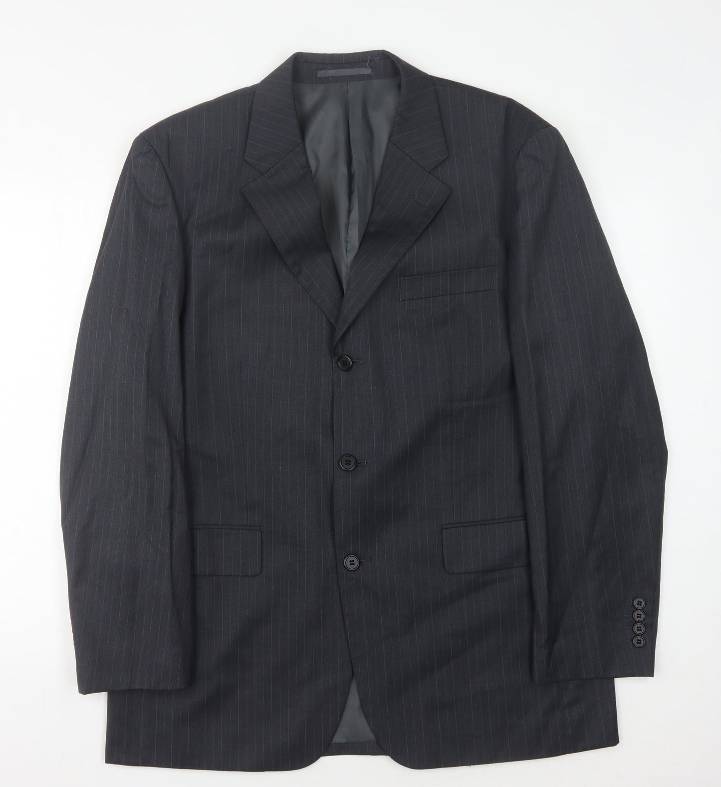 Moss Men's Grey Striped Suit Jacket, Chest 42, Regular Fit