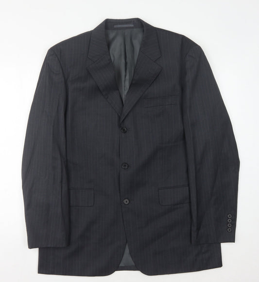 Moss Men's Grey Striped Suit Jacket, Chest 42, Regular Fit