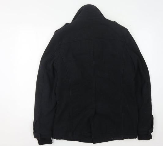 Jack & Jones Men's Black Wool Pea Coat S