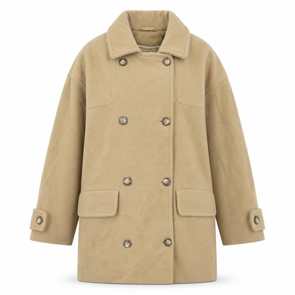 Elements Women's Beige Wool Pea Coat Size 14