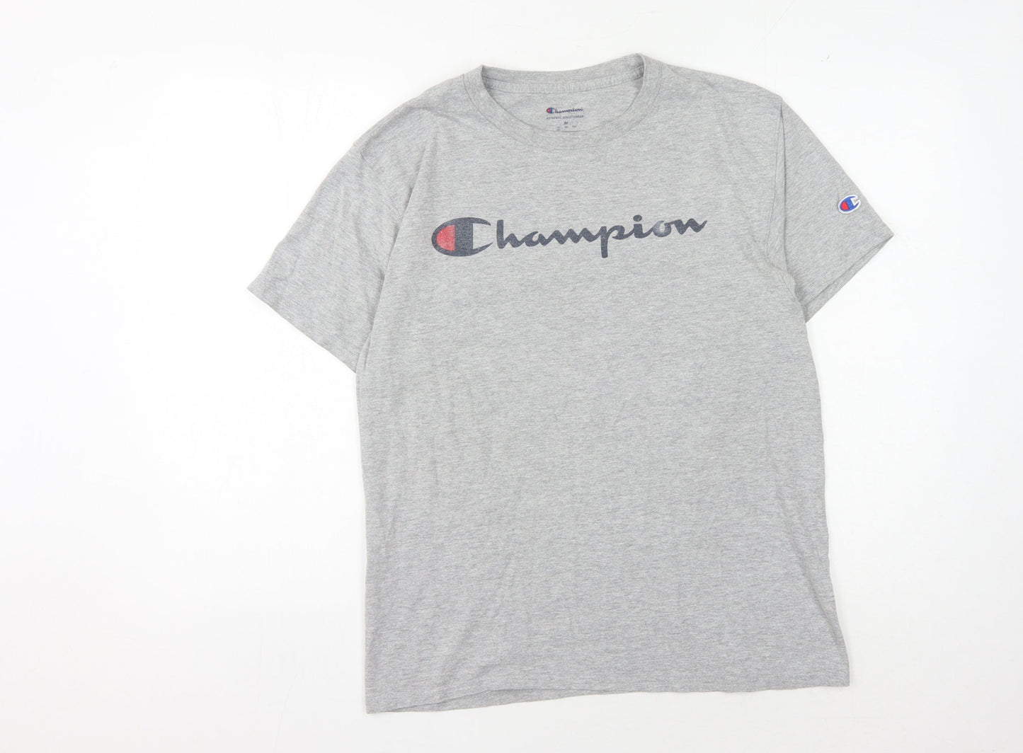 Champion Men's Grey Medium Crew Neck T-Shirt with Logo