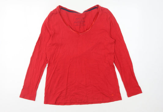 Joules Women's Red Long Sleeve V-Neck Top Size 12