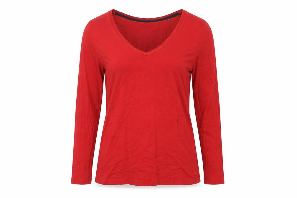 Womens UK Size 12 Joules Red Cotton T-Shirt