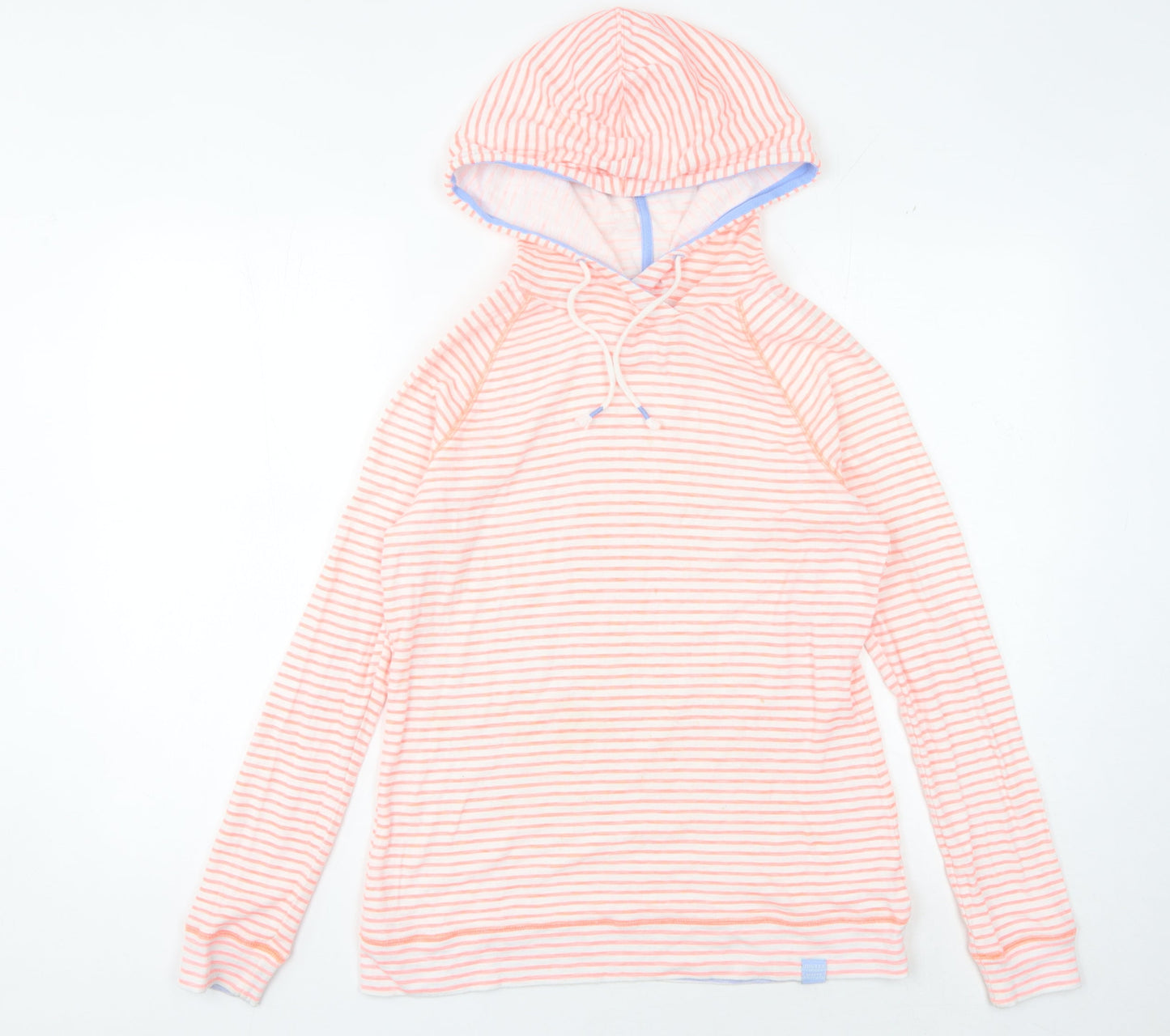 Joules Women's Pink Striped Lightweight Hoodie, Size L