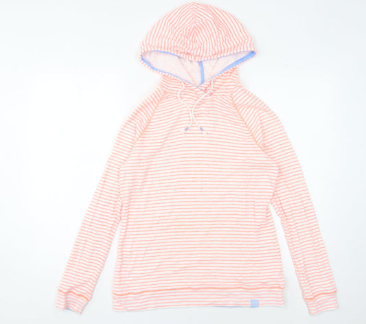 Joules Women's Pink Striped Lightweight Hoodie, Size L