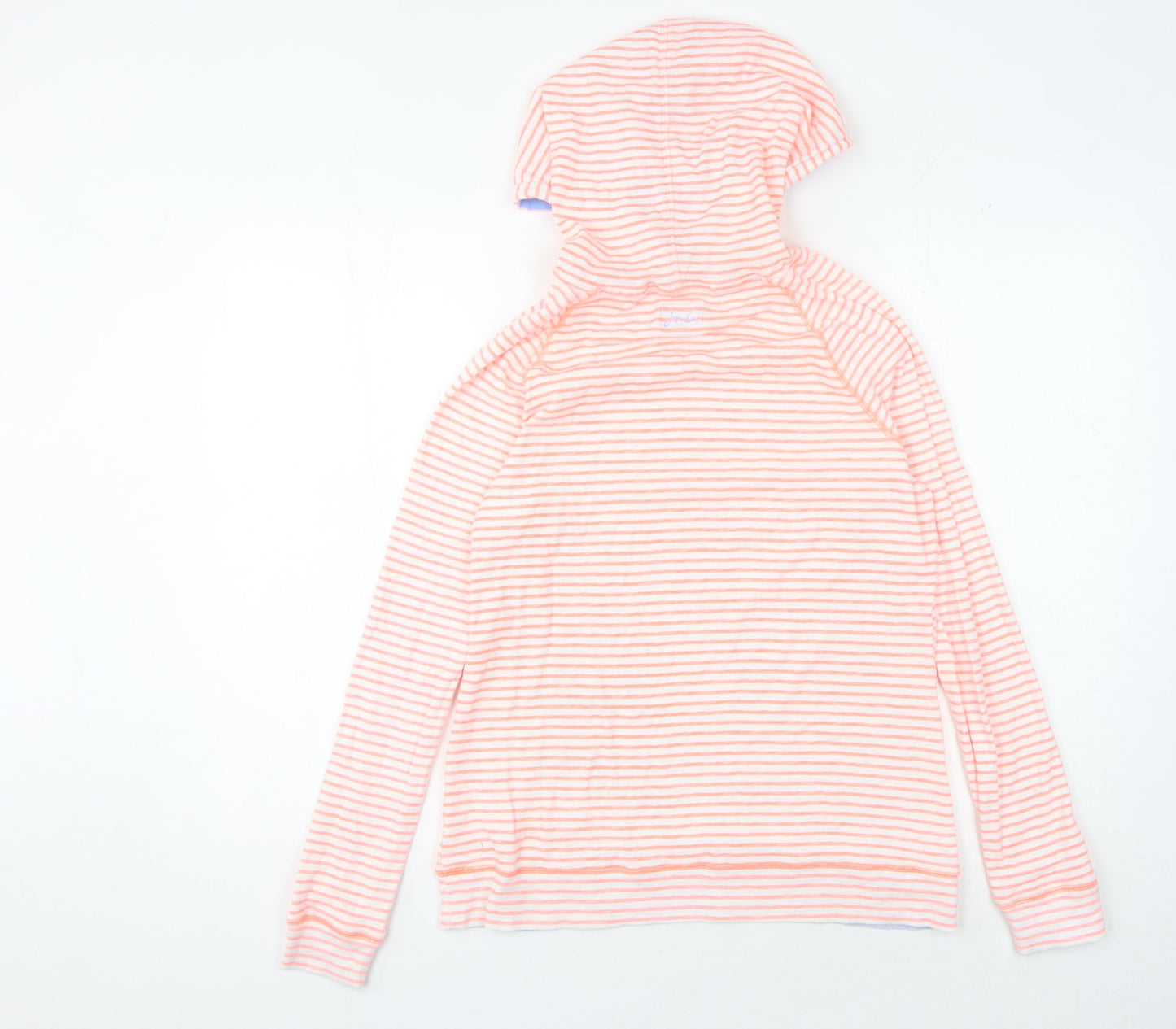 Joules Women's Pink Striped Lightweight Hoodie, Size L