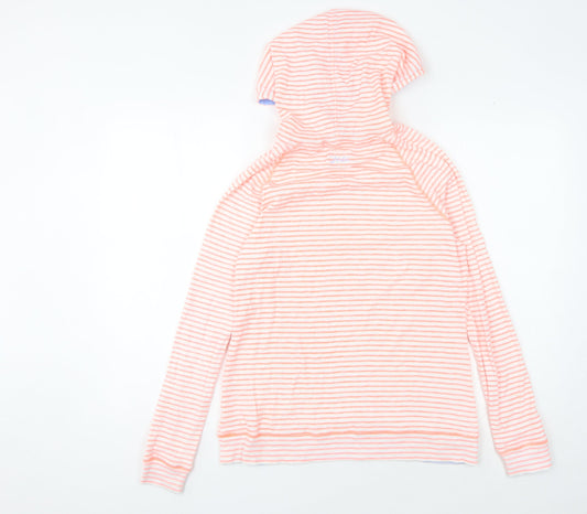 Joules Women's Pink Striped Lightweight Hoodie, Size L