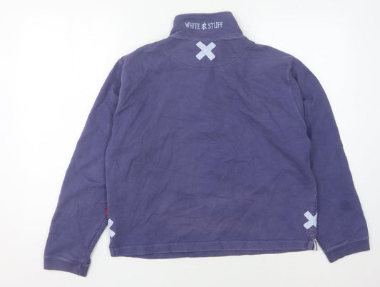 White Stuff Women's Blue Henley Sweatshirt, Size 6