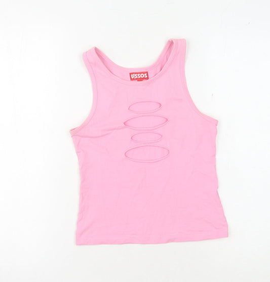 Uissos Women's Pink Tank Top, L, Summer Casual