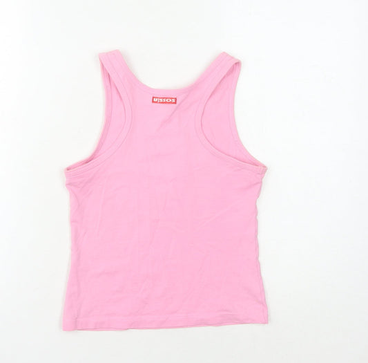 Uissos Women's Pink Tank Top, L, Summer Casual