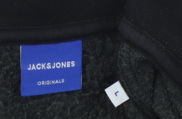 Jack & Jones Men's Black 1/4 Zip Sweatshirt L