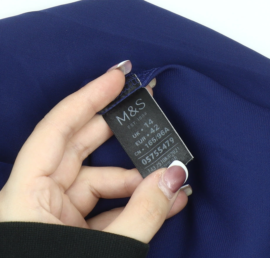 Marks and Spencer Women's Blue 3/4 Sleeve Blouse
