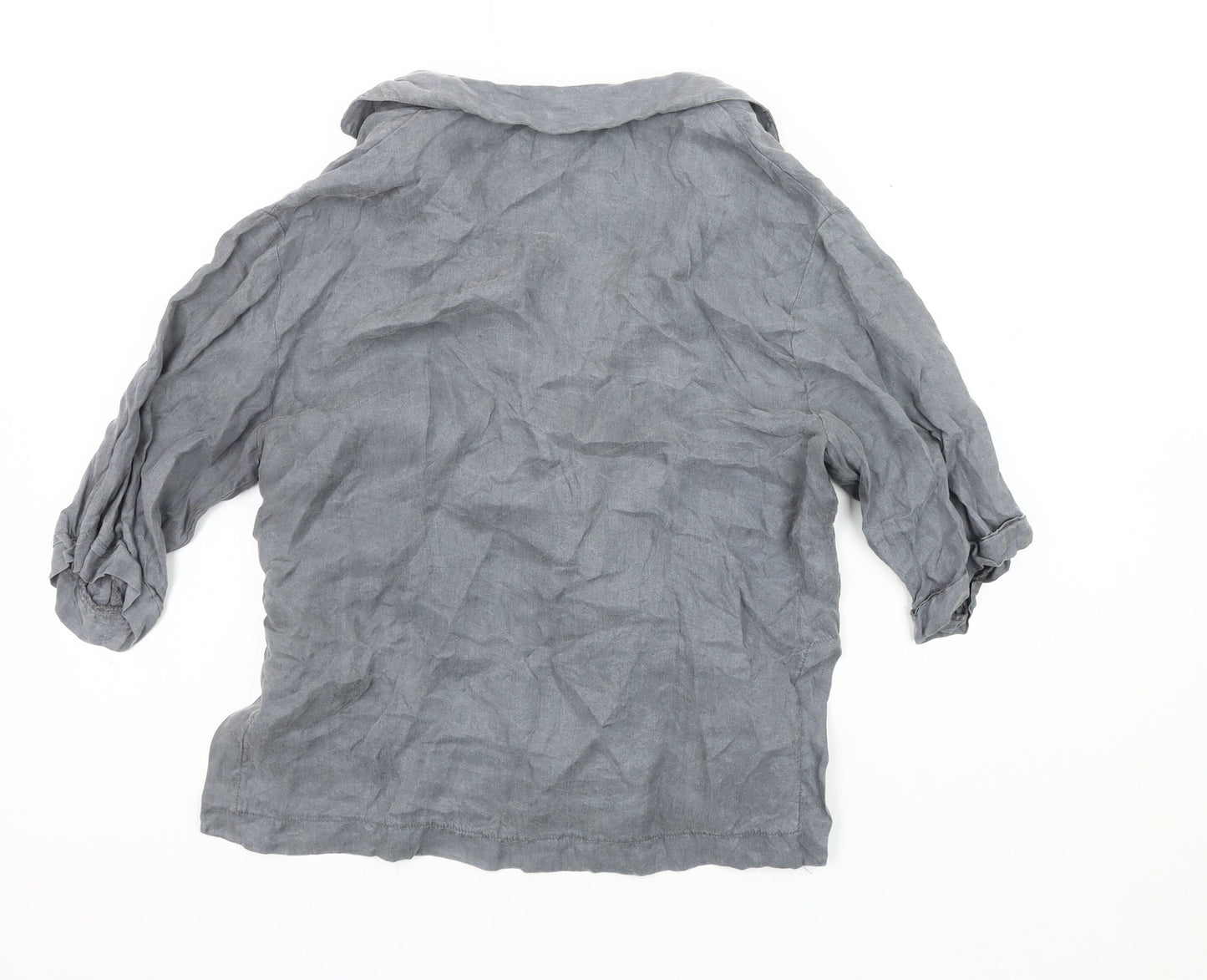 Zara Women's Grey Blouse 2XS Collared Button-Up