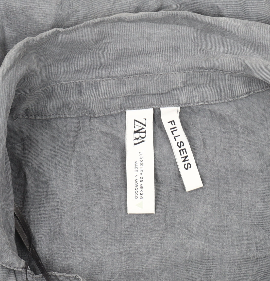 Zara Women's Grey Blouse 2XS Collared Button-Up