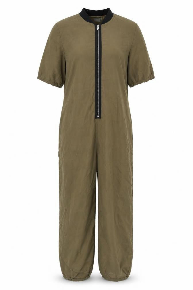 Front view of ASOS Women's Brown Short Sleeve Jumpsuit, size 4