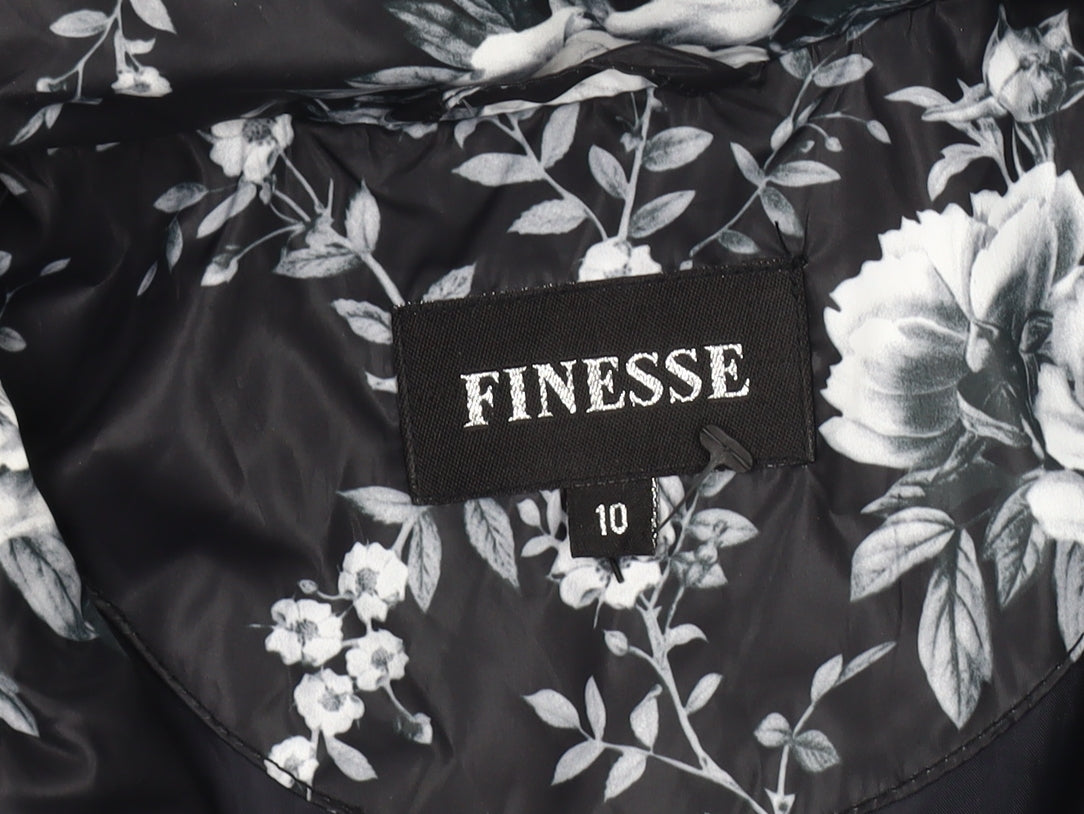 Finesse Women's Black Floral Rain Coat Size 10