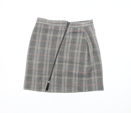 Label Lab Women's Grey Plaid Short Pencil Skirt Size 12