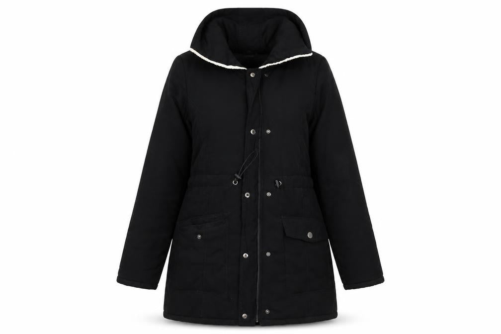 B.YOU Women's Black Hooded Parka Coat Size 12