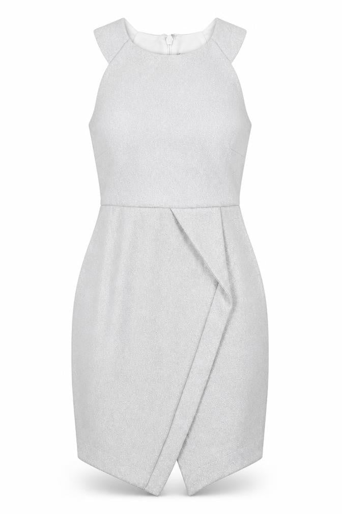 Front view of Topshop Silver Sleeveless Bodycon Dress, size 8