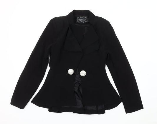 Anny Baby Black Women's Blazer M, Slim Fit, Button Accent