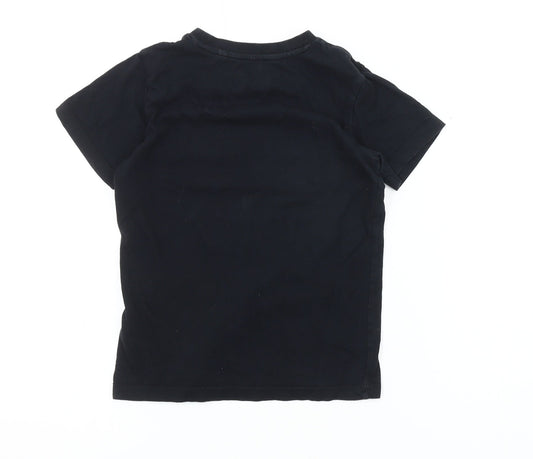 Blue Zoo Boys Black Graphic T-Shirt 7-8 Years Casual Short Sleeve