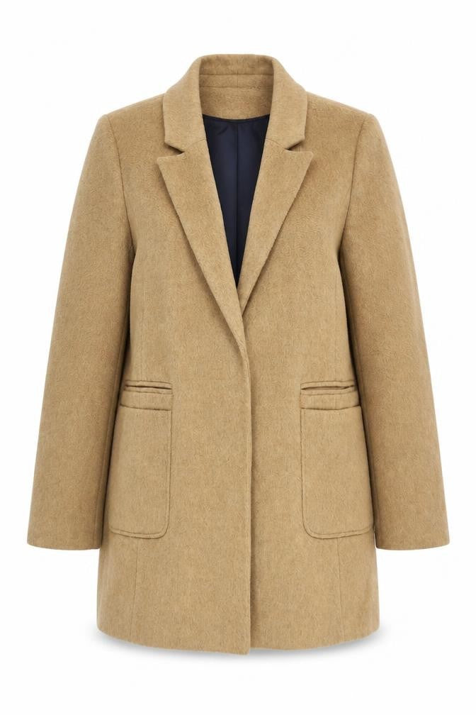 Dorothy Perkins Women Beige Wool Blend Coat Size 12