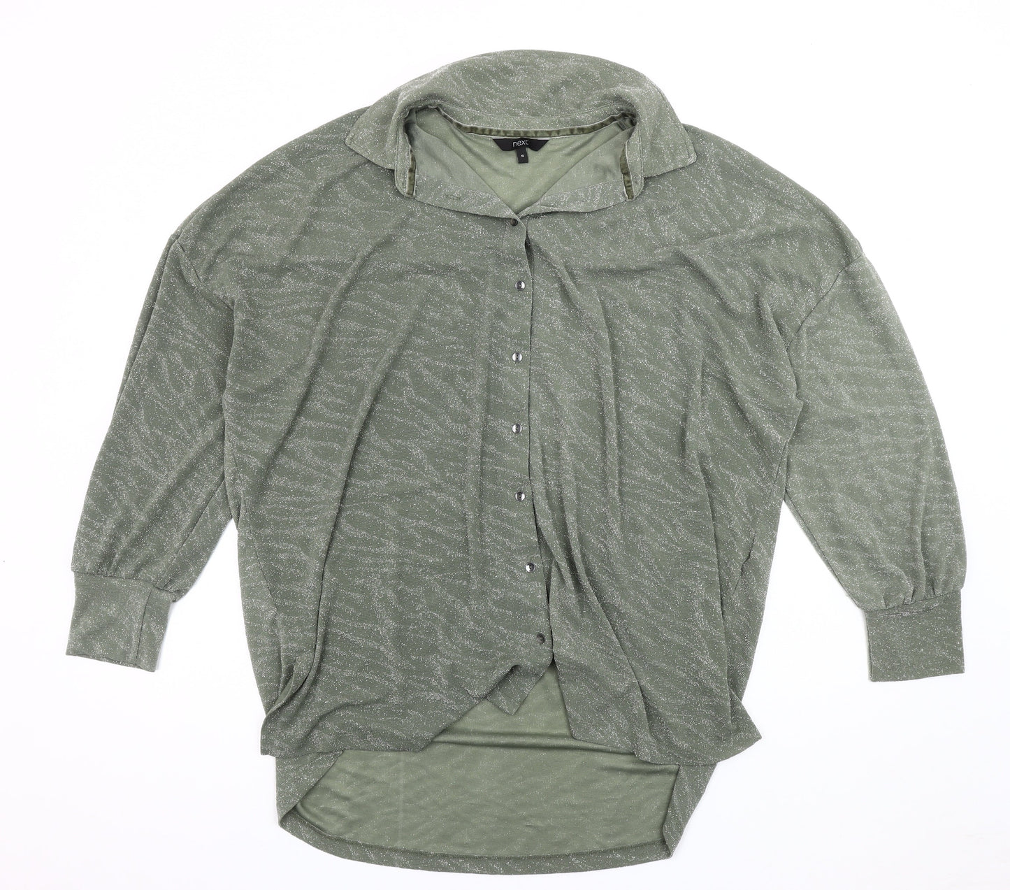 Next Women's Green Button-Up Shirt Size 16 Relaxed Fit