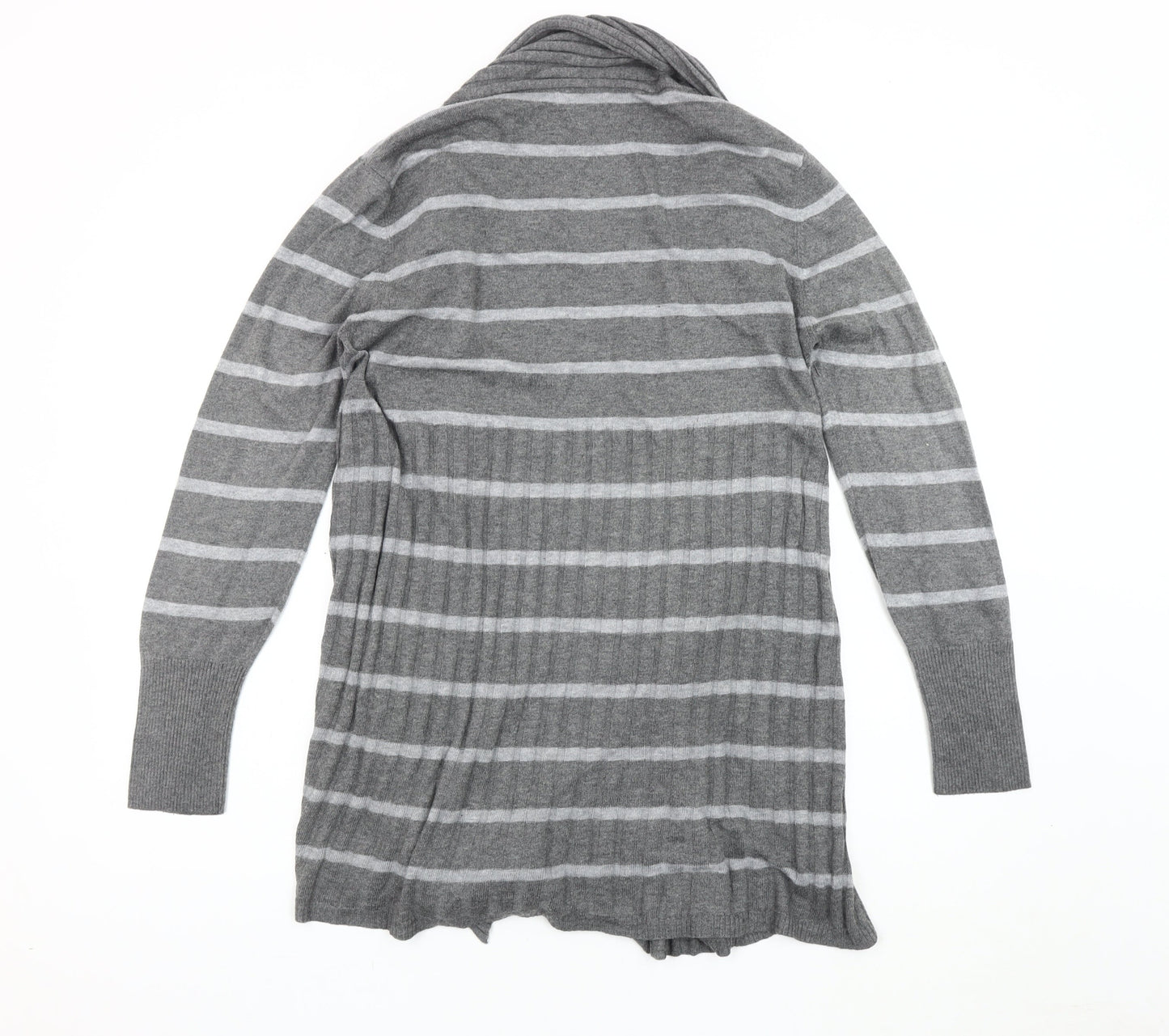 Soon Women's Grey Striped Open Front Cardigan, Size 16