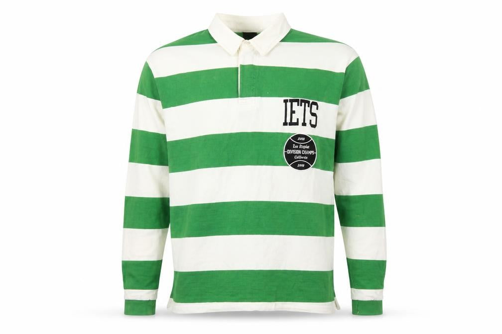 iets frans Men's Green Striped Polo Size S
