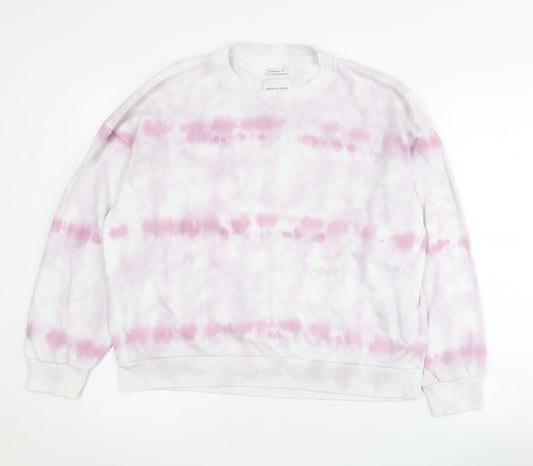 American Eagle Women's Pink Tie-Dye Crew Sweatshirt L