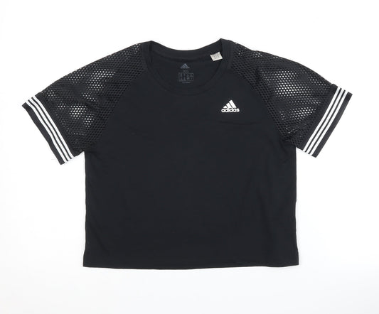 Adidas Women's Black XS Crew Neck Raglan Sleeve T-Shirt