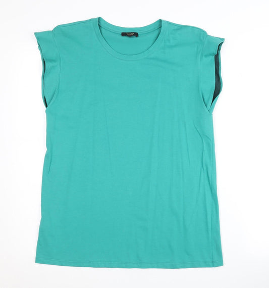 Massimo Dutti Women's Green Cotton T-Shirt - Size S