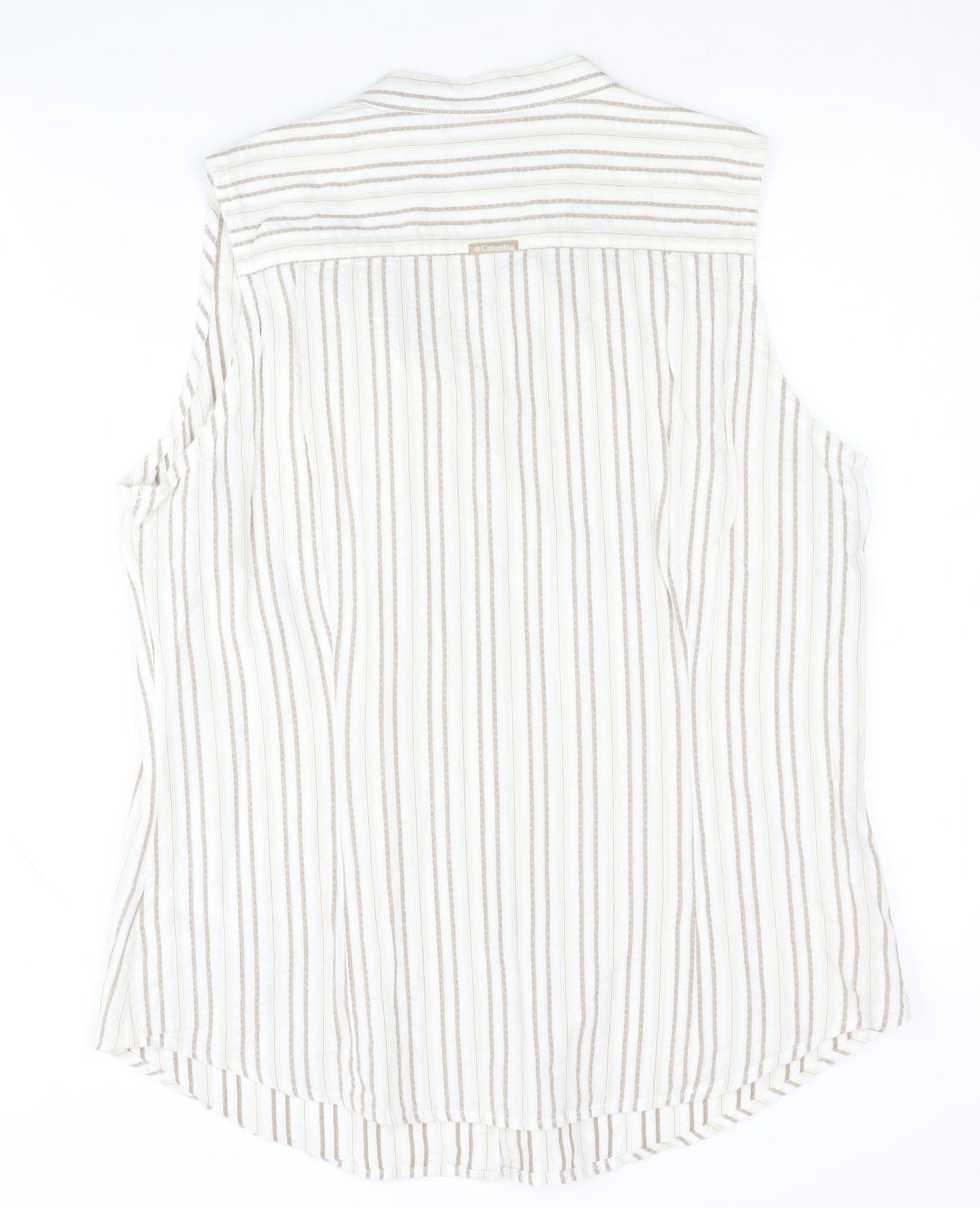 Columbia Womens Beige Striped Button-Up Top L