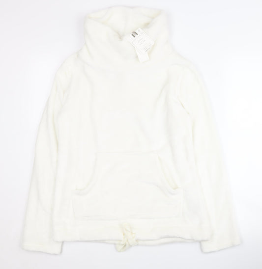 Fat Face Women's White Cowl Neck Winter Sweatshirt Size 8