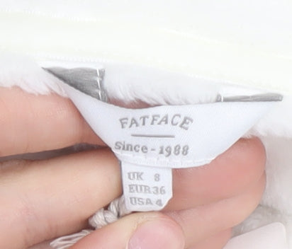 Fat Face Women's White Cowl Neck Winter Sweatshirt Size 8