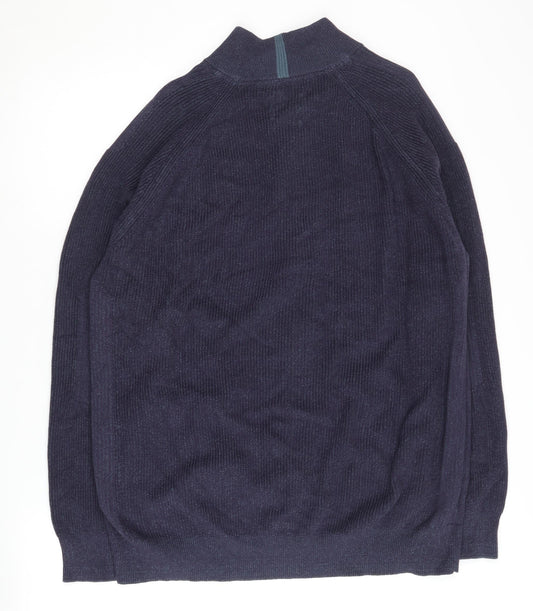 White Stuff Men's Blue 2XL Knit Jacket, Organic Cotton