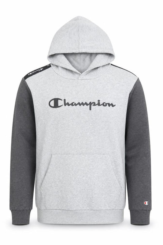 Front view of Champion boys’ grey hoodie xl pullover casual
