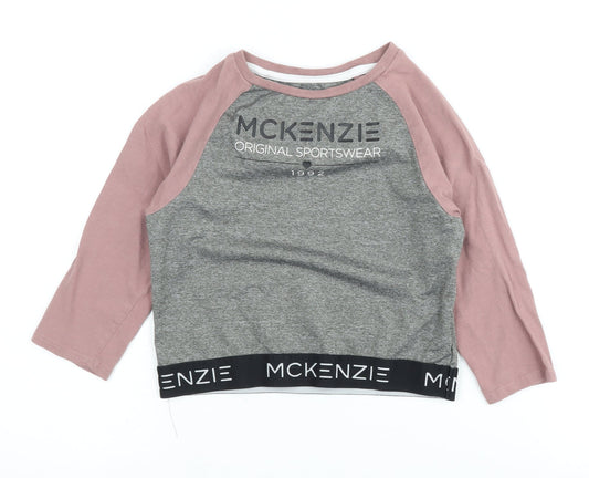 McKenzie Girls Grey 3/4 Sleeve T-Shirt 6-7 Years Sporty Style