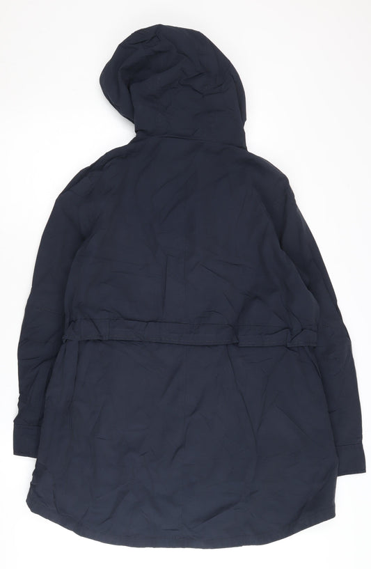 J.Crew Women's Blue Parka, Size S, Hooded Mid-Length Casual