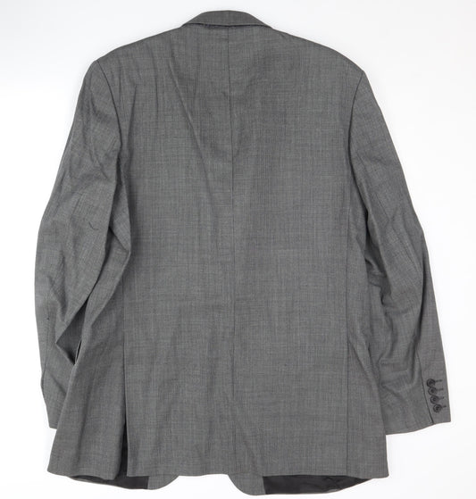 Dehavilland Men's Grey Wool Blazer 44L Long Jacket