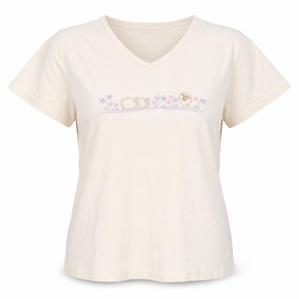Womens UK Size L EWM Beige 100% Cotton T-Shirt