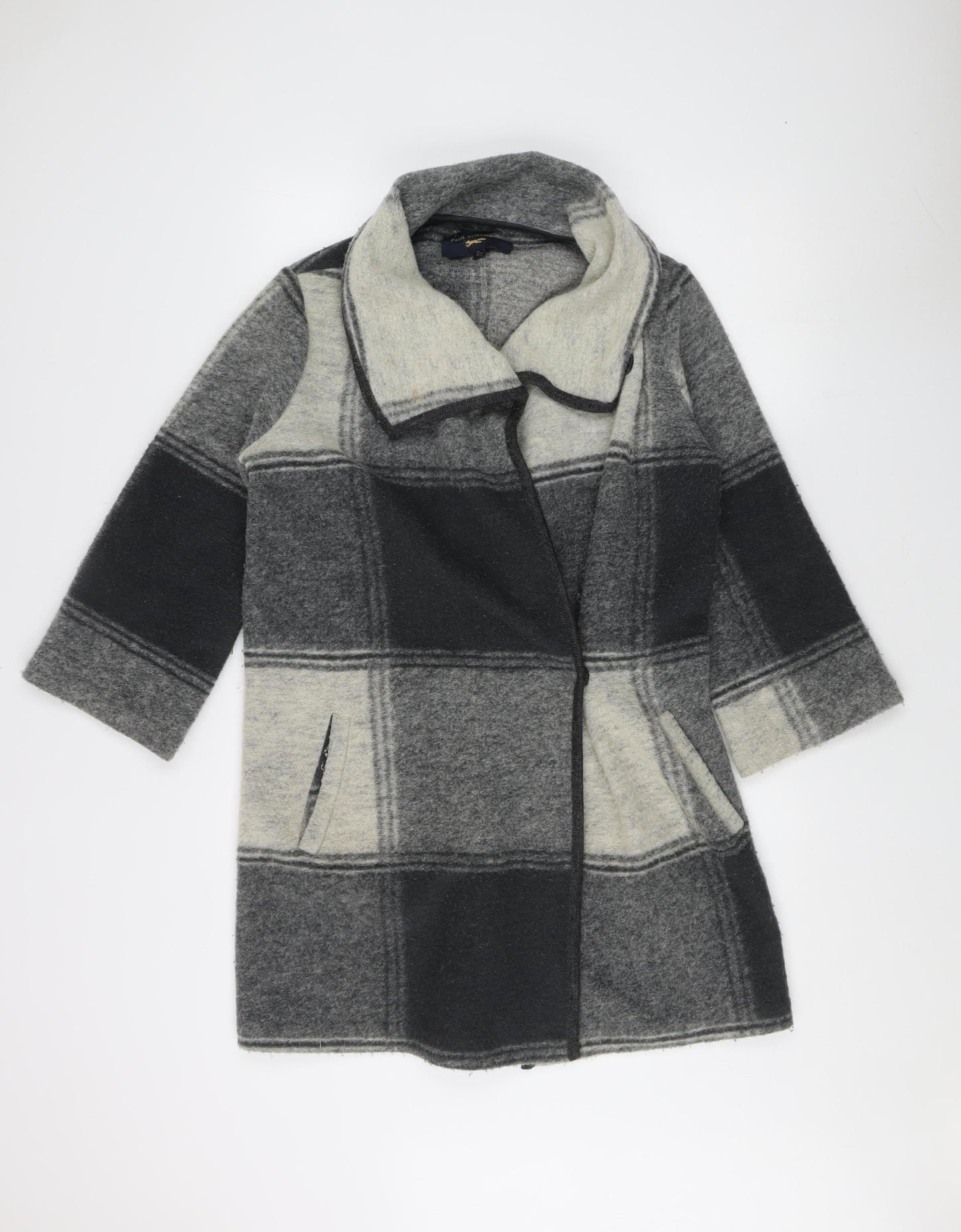 Paul Costelloe Women's Grey Plaid Wool Overcoat