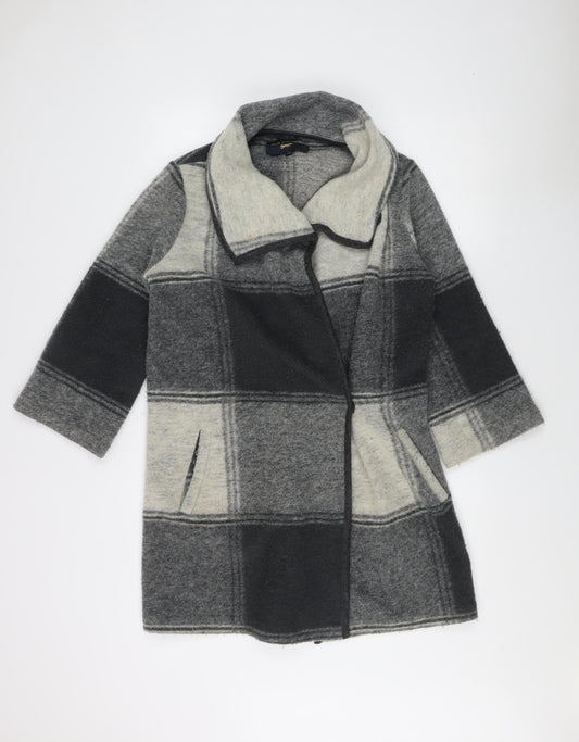 Paul Costelloe Women's Grey Plaid Wool Overcoat