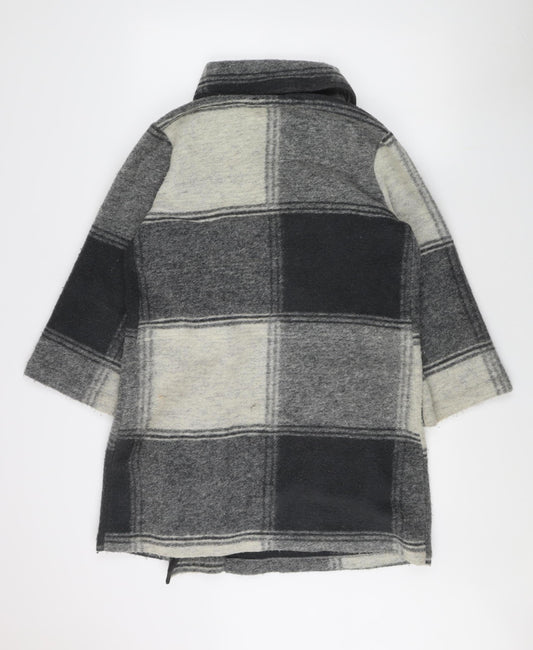 Paul Costelloe Women's Grey Plaid Wool Overcoat