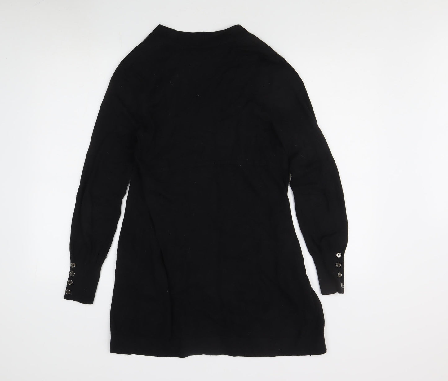 Wallis Women's Black Open Front Cardigan, Size S, Button Accent