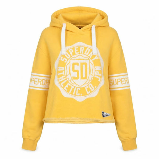 Womens UK XS Relaxed Superdry Yellow Pullover Hoodie