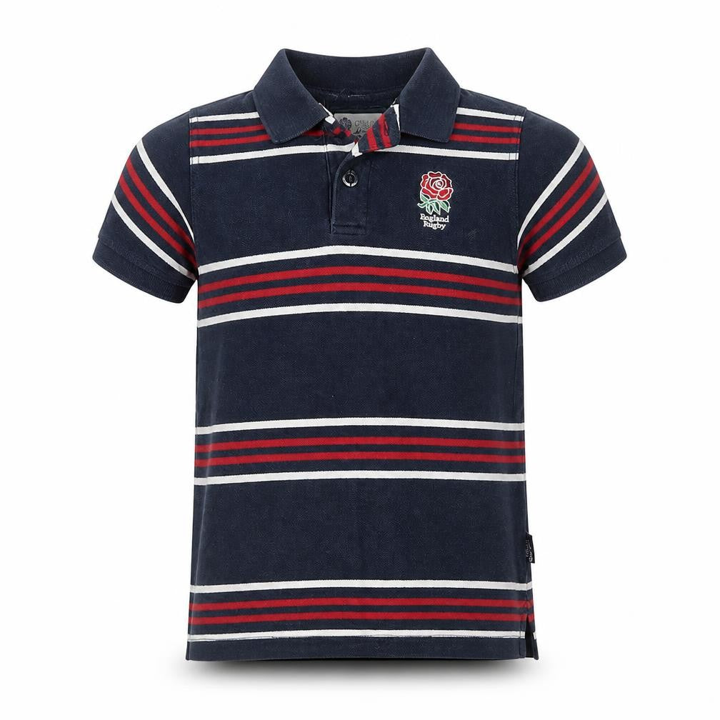 England Rugby Boys Blue Striped Polo Shirt 8 Years