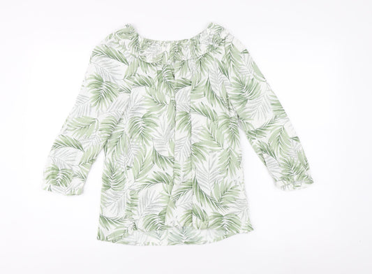 Fat Face Women's Green Floral Off-Shoulder Top Size 8